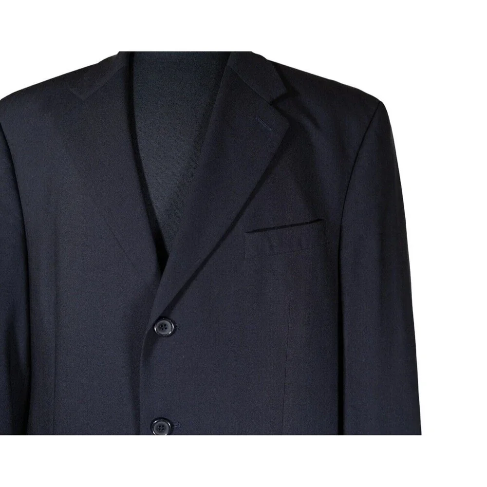 Ralph Lauren Mens Blazer Blue Wool 3 Button Lined Suit Jacket Sport Coat 44R